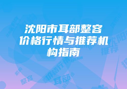 沈阳市耳部整容价格行情与推荐机构指南