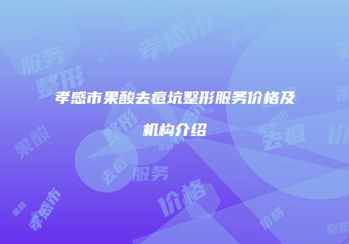 孝感市果酸去痘坑整形服务价格及机构介绍