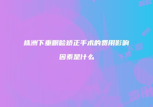株洲下垂眼睑矫正手术的费用影响因素是什么