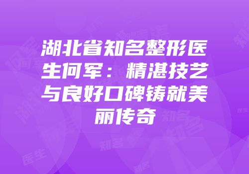 湖北省知名整形医生何军：精湛技艺与良好口碑铸就美丽传奇