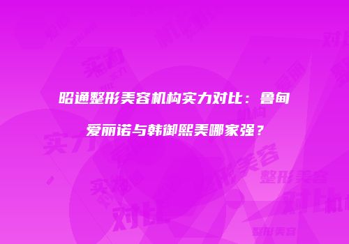 昭通整形美容机构实力对比：鲁甸爱丽诺与韩御熙美哪家强？