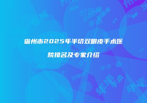 宿州市2025年半切双眼皮手术医院排名及专家介绍