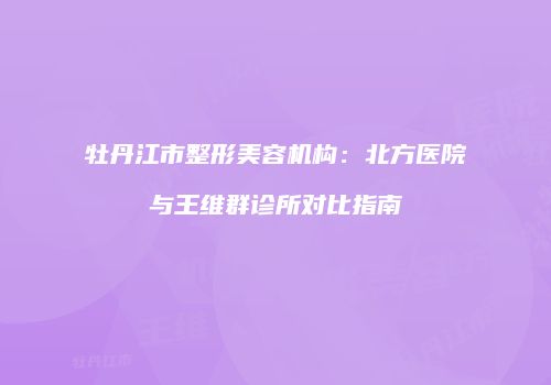 牡丹江市整形美容机构：北方医院与王维群诊所对比指南