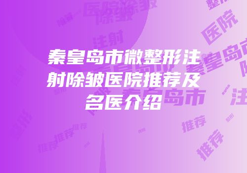 秦皇岛市微整形注射除皱医院推荐及名医介绍