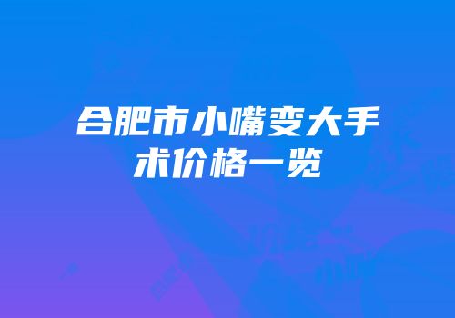 合肥市小嘴变大手术价格一览