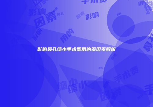 影响鼻孔缩小手术费用的多因素解析