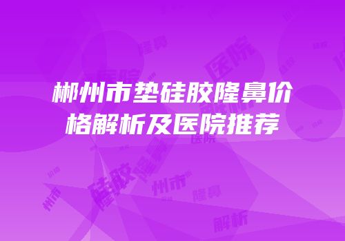 郴州市垫硅胶隆鼻价格解析及医院推荐