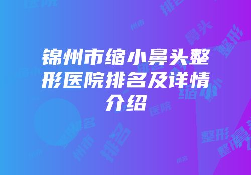 锦州市缩小鼻头整形医院排名及详情介绍