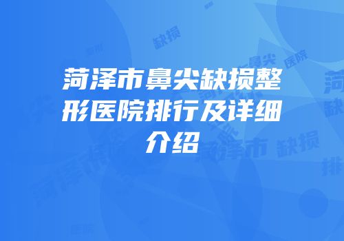 菏泽市鼻尖缺损整形医院排行及详细介绍
