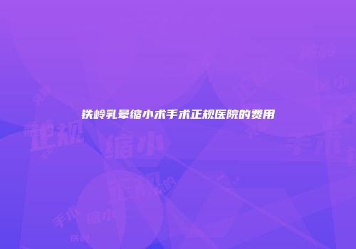 铁岭乳晕缩小术手术正规医院的费用