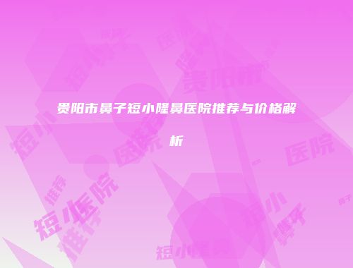 贵阳市鼻子短小隆鼻医院推荐与价格解析