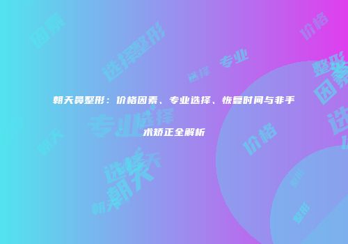 朝天鼻整形：价格因素、专业选择、恢复时间与非手术矫正全解析