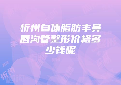 忻州自体脂肪丰鼻唇沟管整形价格多少钱呢