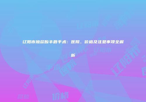 辽阳市玻尿酸丰唇手术：医院、价格及注意事项全解析