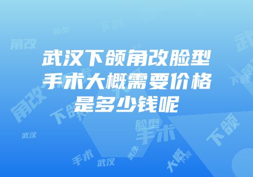 武汉下颌角改脸型手术大概需要价格是多少钱呢