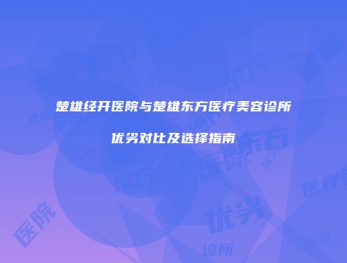 楚雄经开医院与楚雄东方医疗美容诊所优劣对比及选择指南