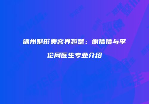 锦州整形美容界翘楚：谢倩倩与李伦周医生专业介绍