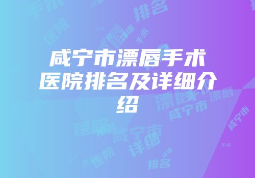 咸宁市漂唇手术医院排名及详细介绍