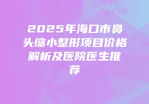 2025年海口市鼻头缩小整形项目价格解析及医院医生推荐