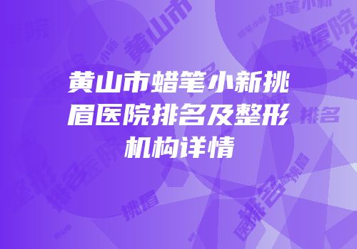 黄山市蜡笔小新挑眉医院排名及整形机构详情