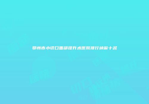 鄂州市小切口面部提升术医院排行榜前十名
