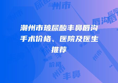 潮州市玻尿酸丰鼻唇沟手术价格、医院及医生推荐