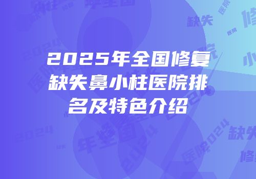 2025年全国修复缺失鼻小柱医院排名及特色介绍