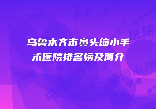 乌鲁木齐市鼻头缩小手术医院排名榜及简介