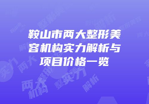 鞍山市两大整形美容机构实力解析与项目价格一览