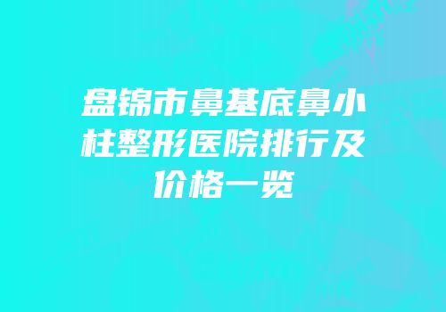 盘锦市鼻基底鼻小柱整形医院排行及价格一览
