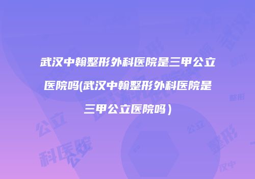 武汉中翰整形外科医院是三甲公立医院吗(武汉中翰整形外科医院是三甲公立医院吗）