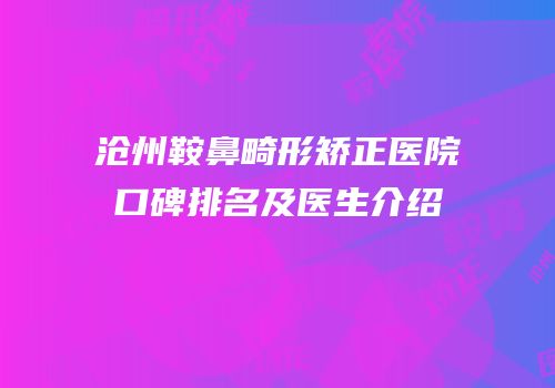沧州鞍鼻畸形矫正医院口碑排名及医生介绍