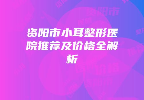 资阳市小耳整形医院推荐及价格全解析