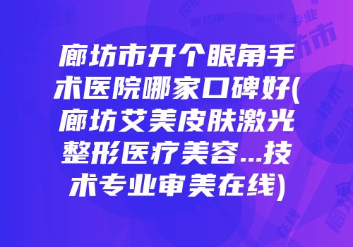 廊坊市开个眼角手术医院哪家口碑好(廊坊艾美皮肤激光整形医疗美容...技术专业审美在线)
