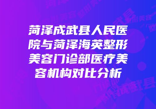 菏泽成武县人民医院与菏泽海英整形美容门诊部医疗美容机构对比分析
