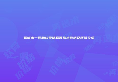 聊城市一期肋软骨法耳再造术价格及医院介绍