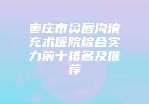 枣庄市鼻唇沟填充术医院综合实力前十排名及推荐