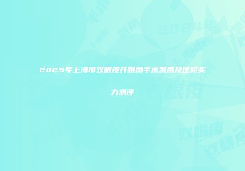 2025年上海市双眼皮开眼角手术费用及医院实力测评