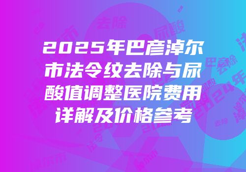 2025年巴彦淖尔市法令纹去除与尿酸值调整医院费用详解及价格参考