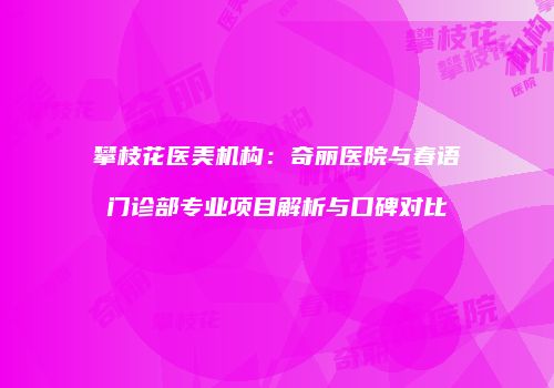 攀枝花医美机构：奇丽医院与春语门诊部专业项目解析与口碑对比