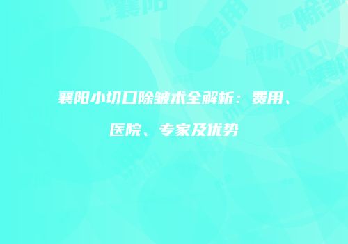 襄阳小切口除皱术全解析：费用、医院、专家及优势