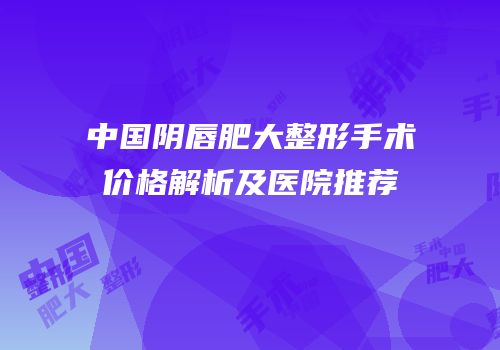 中国阴唇肥大整形手术价格解析及医院推荐