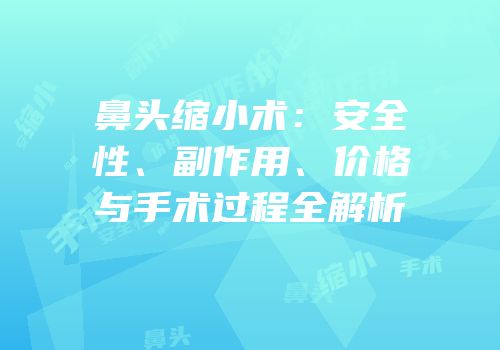 鼻头缩小术：安全性、副作用、价格与手术过程全解析