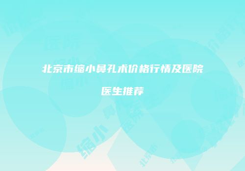 北京市缩小鼻孔术价格行情及医院医生推荐