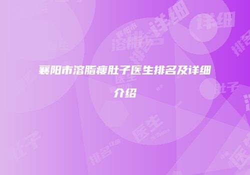 襄阳市溶脂瘦肚子医生排名及详细介绍