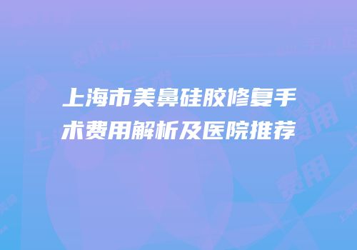 上海市美鼻硅胶修复手术费用解析及医院推荐