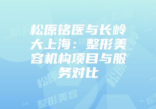 松原铭医与长岭大上海：整形美容机构项目与服务对比