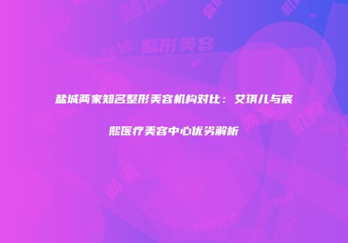 盐城两家知名整形美容机构对比：艾琪儿与宸熙医疗美容中心优劣解析