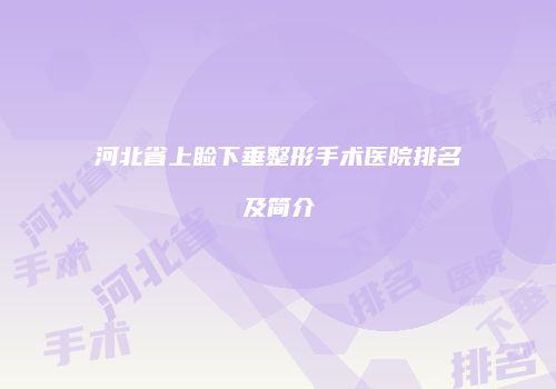 河北省上睑下垂整形手术医院排名及简介