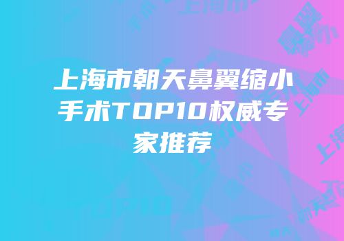 上海市朝天鼻翼缩小手术TOP10权威专家推荐